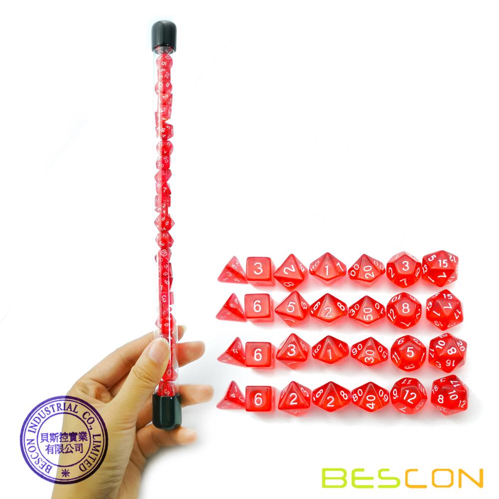 Dice Set Polyhedral - Bescon 28pcs Traslucido Rosso Mini Dadi