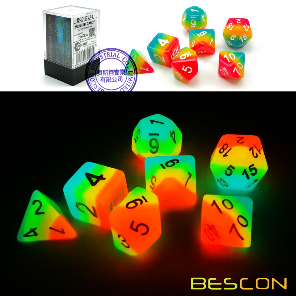 Dice Set Polyhedral - Bescon Fantasy Arcobaleno Luminoso Dadi Poliedrici